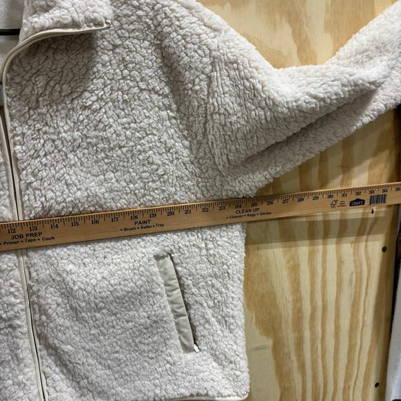 Athleta Women’s Sherpa Fleece Zip Jacket Cream White M Cozy Full Zip perfromance - Picture 3 of 9